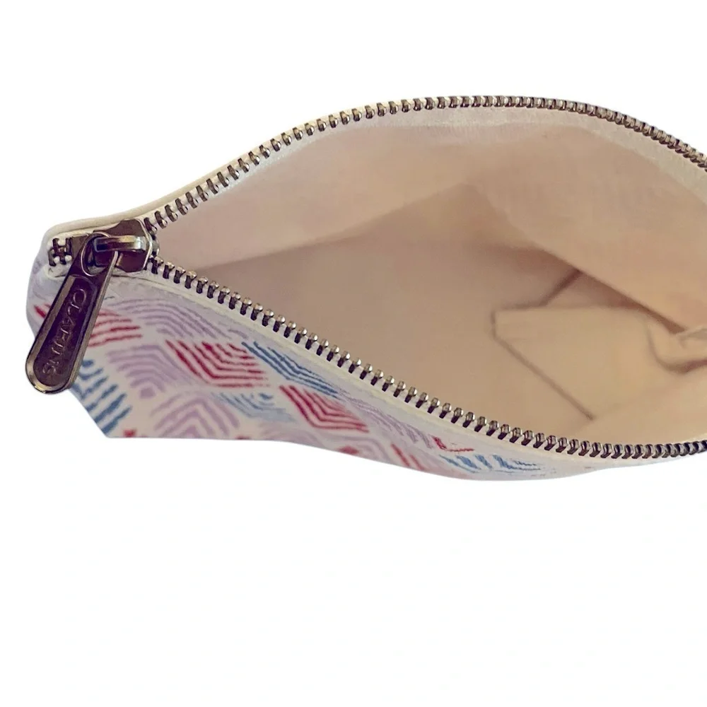 NEW Clarins Feed 10 Canvas Print Cosmetic Makeup Bag Pouch Zipper Case